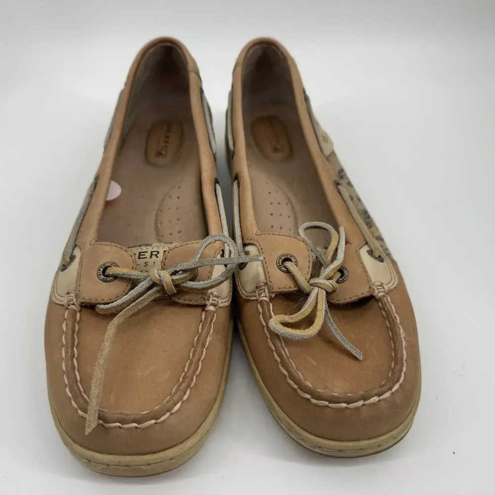 Sperry Top-Sider Sequin Leopard Boat Shoes Womens 8.5M Leather Loafers
